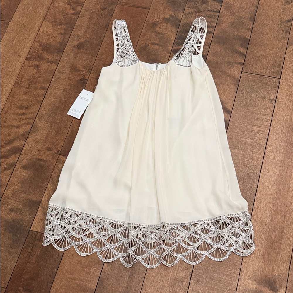 BCBGMaxAzria Cream Lace Trim Dress